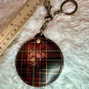 Patricia Nash Liscia mirror key chain fob purse charm beach bag tartan plaid NEW